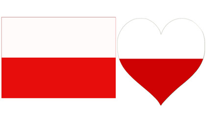 Poland Flag, Poland National flag has horizontally divided white-red official colors. Flag isolated on white background. 
Poland flag.