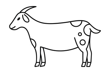 Line-art illustration of a spotted goat, simple design
