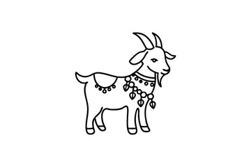 Adorned goat line art illustration festive decor
