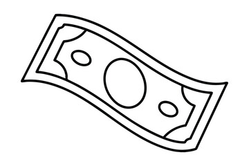 Simple line art illustration of a bill flying through the air