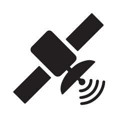 Satellite Signal Icon – Space Communication Symbol with Antenna Transmission