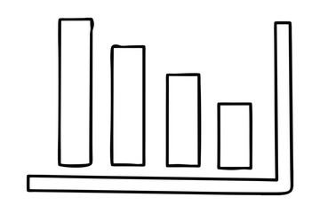 Simple hand drawn line art bar graph showing decline