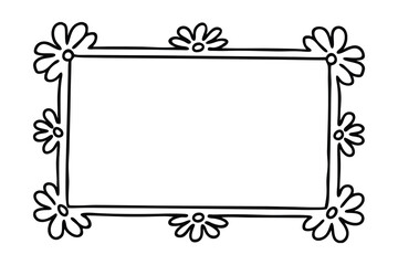 Simple flower frame line art border design template