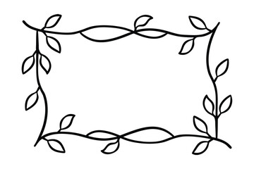 Simple line art floral frame border design element