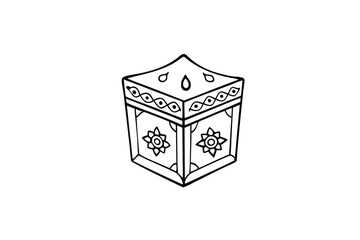 Ornate decorative box line-art illustration design