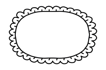 Cute scalloped oval frame line-art border design element