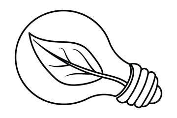 Green energy idea lightbulb line art illustration