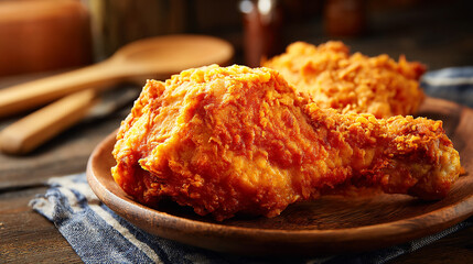 High-Resolution Chicken Leg with Rustic Texture and Lighting