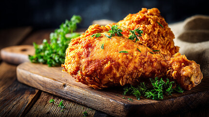 High-Resolution Chicken Leg with Rustic Texture and Lighting