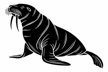 walrus sihouette black vector
