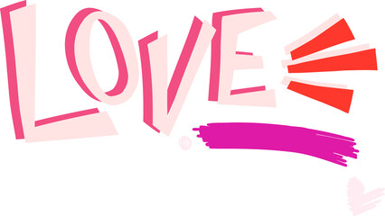LOVE text is appearing on transparent canvas with pink 3D letters, red rays and magenta underline