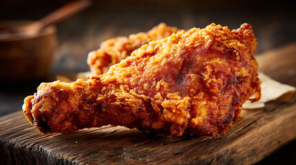 High-Resolution Chicken Leg with Rustic Texture and Lighting