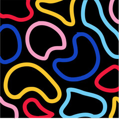 Abstract pattern of multicolored organic blobs is appearing in flat design, transparent background