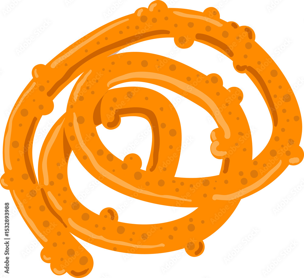 Poster 3d render spiral is coiling on transparent background with bubble nodules, dot texture