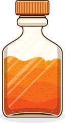 Vector illustration showing glass jar filled with orange spice featuring ribbed cap and drop shadow