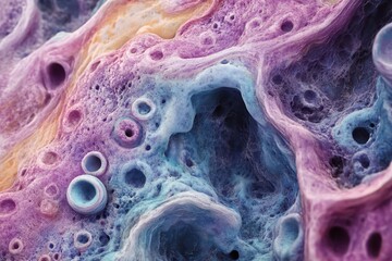 Microscopic view showcasing the intricate details of ductal cell carcinoma adenocarcinoma highlighting its unique cellular structure and coloration patterns