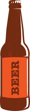 Naklejki Displaying stylized beer bottle on transparent background showing distressed orange label