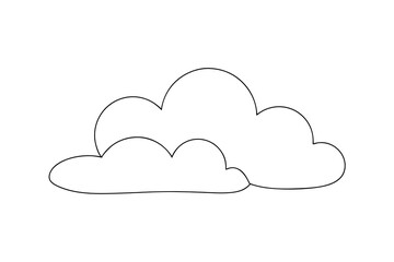 Simple line art drawing of fluffy clouds in the sky