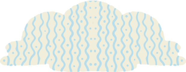 Abstract shapes are floating in flat style with wavy stripes and dots, transparent background