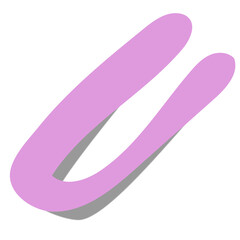 Flat vector pastel pink loop is floating on transparent background with black shadow