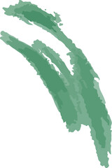 Three green brushstrokes sweeping in fan shape with textured edges, transparent background