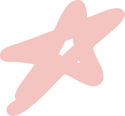 Pastel pink loops are intertwining in flat design, forming star ribbon on transparent background