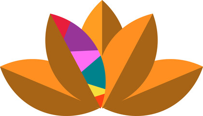 showing six overlapping petals forming lotus in colorful vector with transparent background