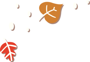 Stylized autumn leaves are falling in transparent vector art with floating ovals and white veins