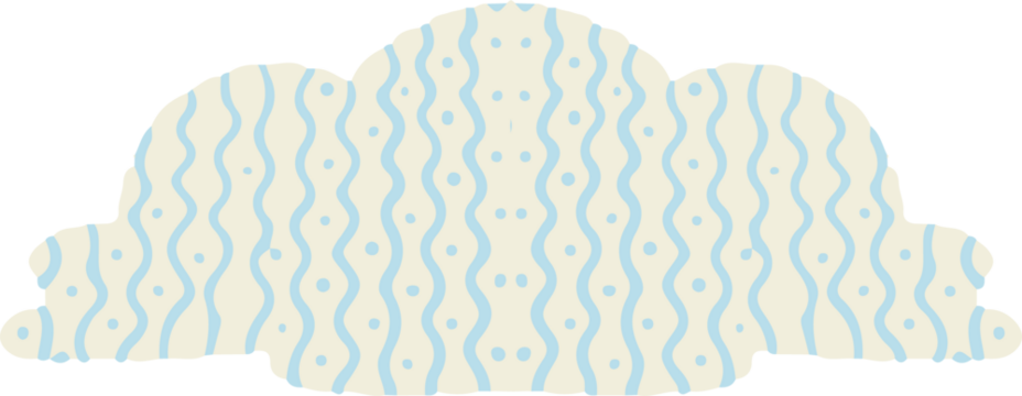 Abstract shapes are floating in flat style with wavy stripes and dots, transparent background