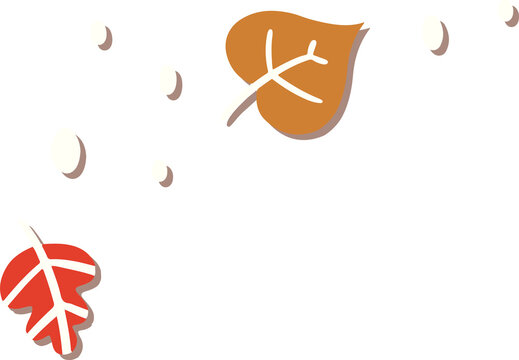 Fototapeta Stylized autumn leaves are falling in transparent vector art with floating ovals and white veins