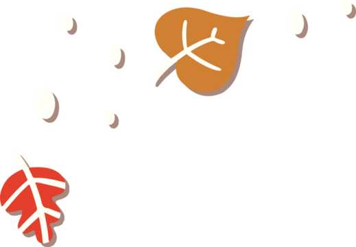 Stylized autumn leaves are falling in transparent vector art with floating ovals and white veins