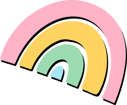 Rainbow icon is featuring four pastel arches with shadows in flat vector on transparent backdrop