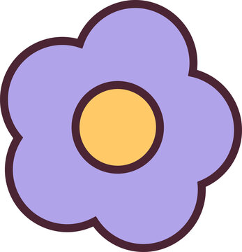 Fototapeta Simple flat flower illustration is showing lavender petals, yellow center on transparent background