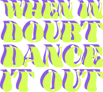 Psychedelic phrase is appearing on transparent background, with neon yellow bold wavy letters