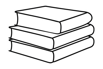 Stack of three books simple line art illustration