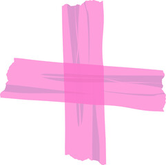 Abstract plus sign is appearing on transparent background, featuring rough pink brush strokes