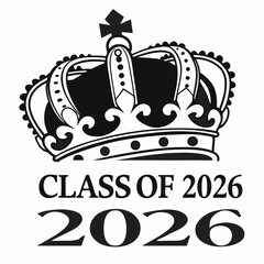 Class of 2026 graduation crown design black and white