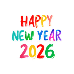 Happy new year 2026 colorful handwritten text design element