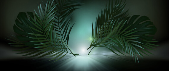 Stunning Art of Symmetrical Glowing Green Leaves