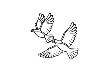 Two doves in flight line-art simple elegant design