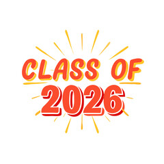 Class of 2026 graduation design element red yellow