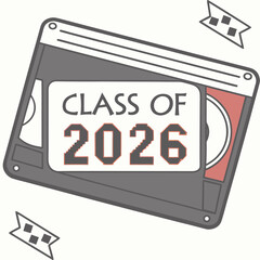Class of 2026 vhs tape graduation design retro
