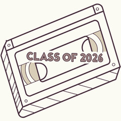 Class of 2026 vhs tape graduation design retro