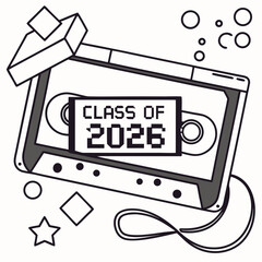 Class of 2026 graduation cassette tape design retro