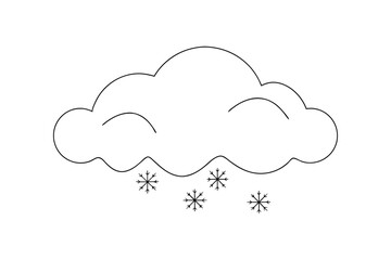 Simple line art cloud snowing snowflakes winter weather