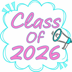 Class of 2026 announcement pink and teal design