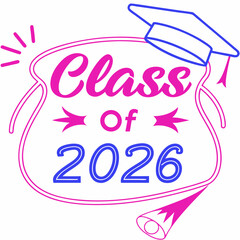 Class of 2026 graduation design pink blue