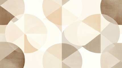 Abstract Geometric Design with Soft Beige Tones and Circular Shapes for Modern Decor and Art Use