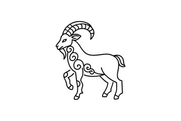 Elegant line-art illustration of a majestic goat