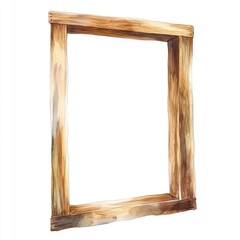 Watercolor painting of a rough-hewn wooden frame with a natural, unfinished look
